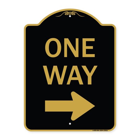 Signmission Designer Series One Way Right Arrow, Black & Gold Aluminum Sign, 18" x 24", BG-1824-23521 A-DES-BG-1824-23521